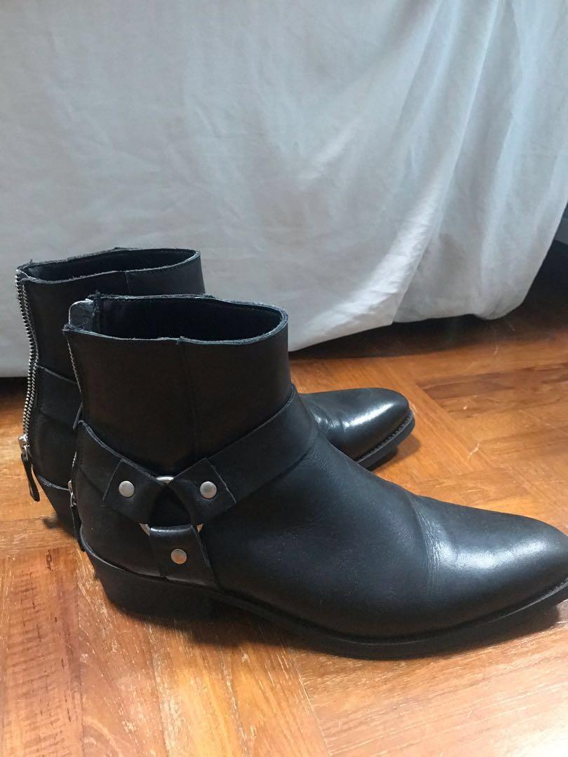 Asos Cuban Heel Western Chelsea Boot In Black Leather With Harness, Men'S  Fashion, Footwear, Boots On Carousell