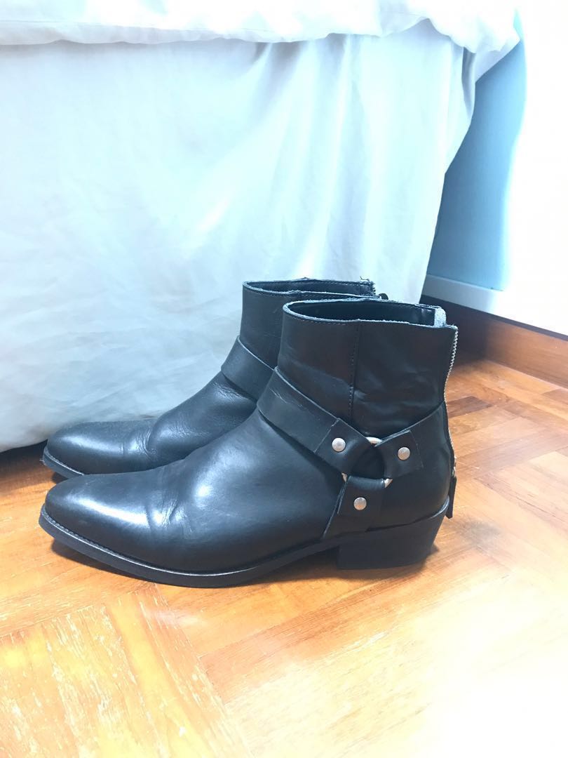 Asos Cuban Heel Western Chelsea Boot In Black Leather With Harness, Men'S  Fashion, Footwear, Boots On Carousell