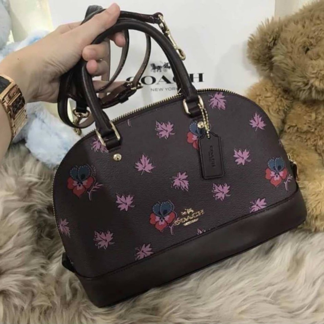 Coach Mini Sierra Satchel in Black Patent Leather with Floral Print - –  Essex Fashion House