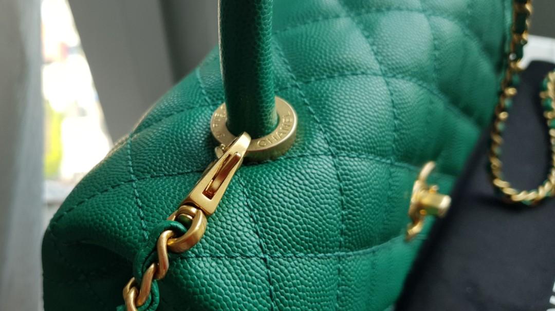 Chanel Small Coco Handle bag green caviar leather