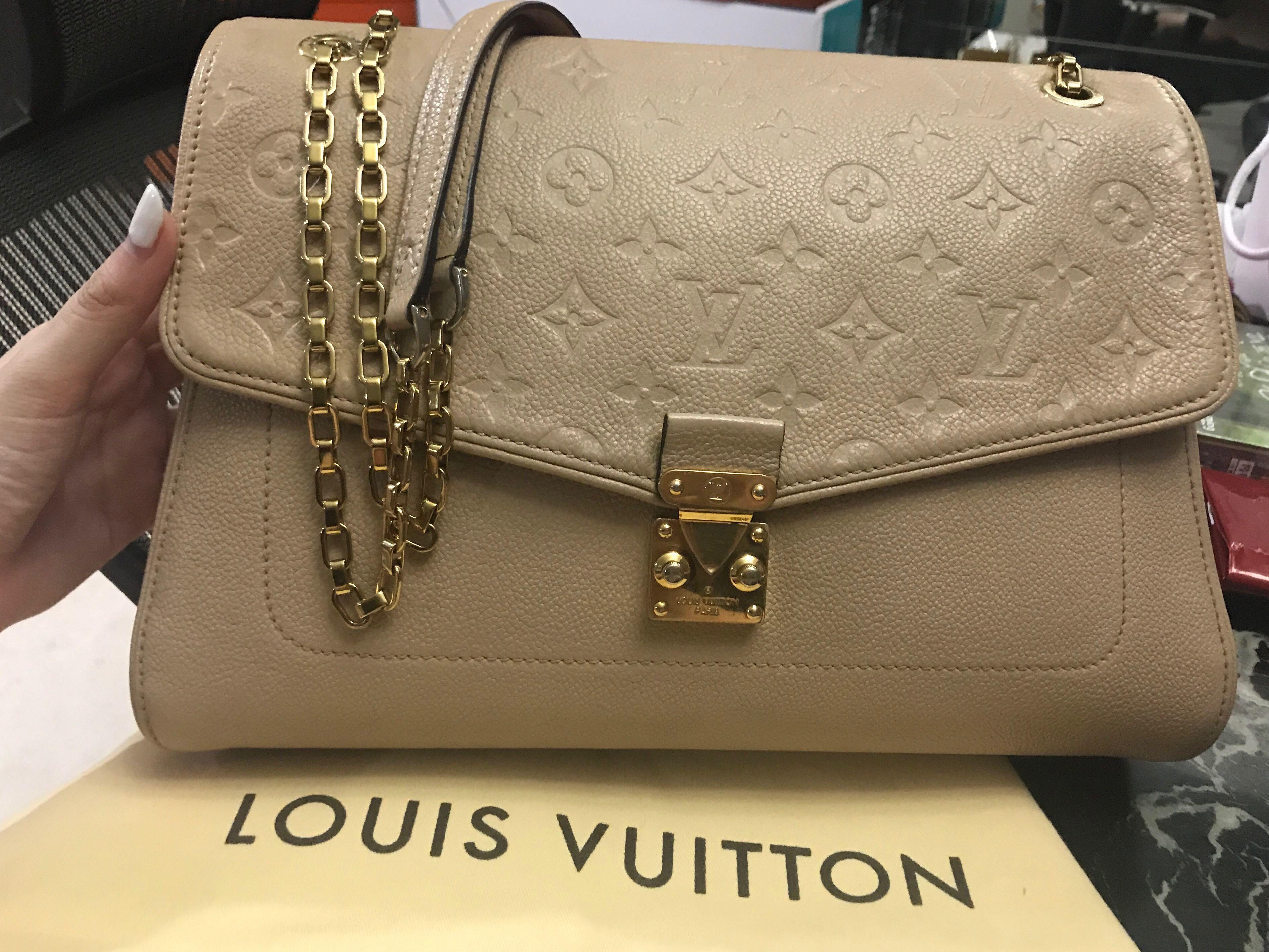 Beige Louis Vuitton Monogram Empreinte Saint Germain PM Shoulder Bag