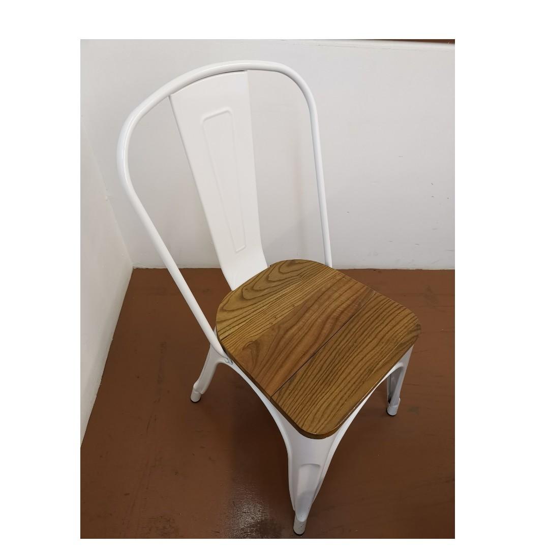 Side Steel Chair In Wooden Seat White Epoxy Furniture Tables