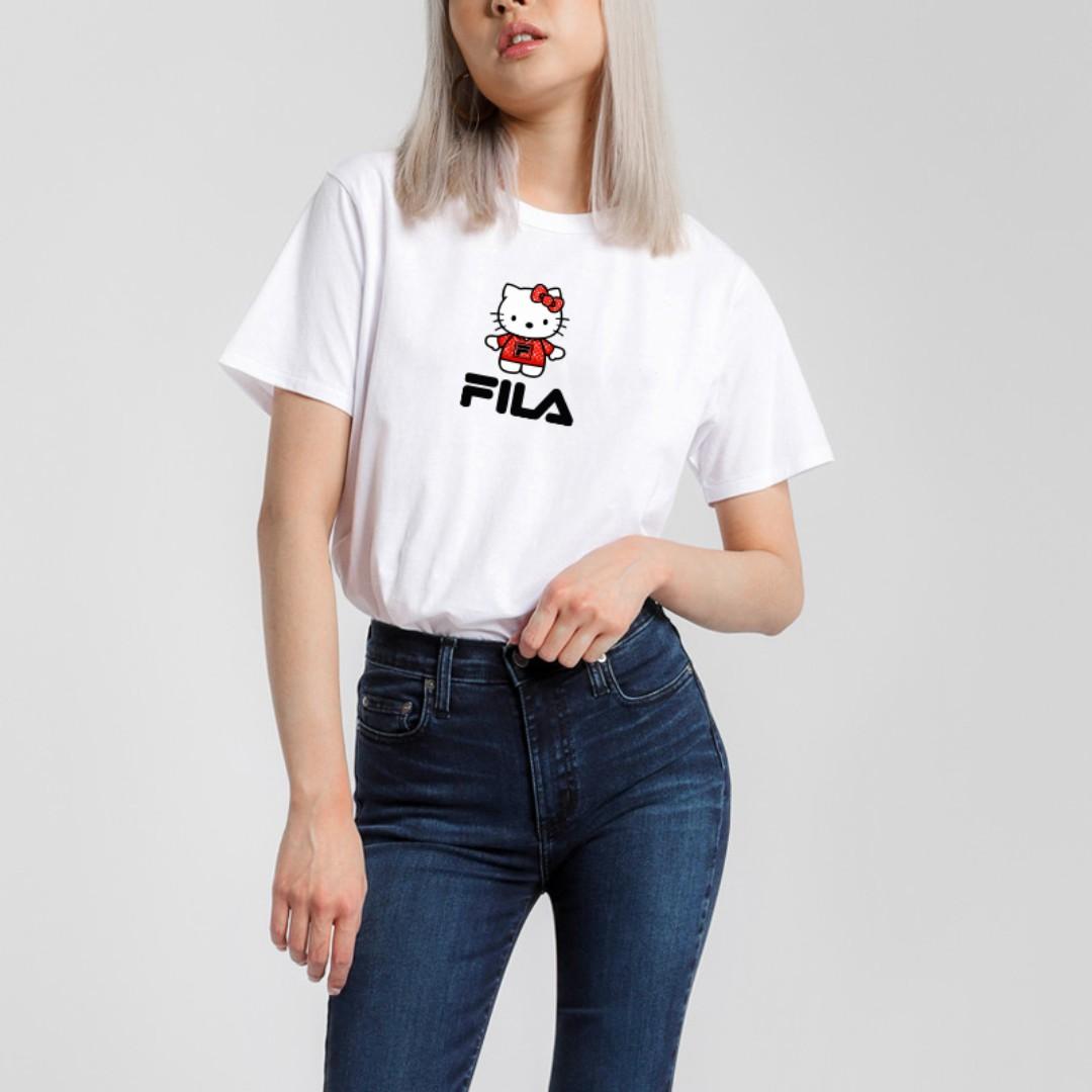 FILA HELLO KITTY T SHIRT Cute women clothing White