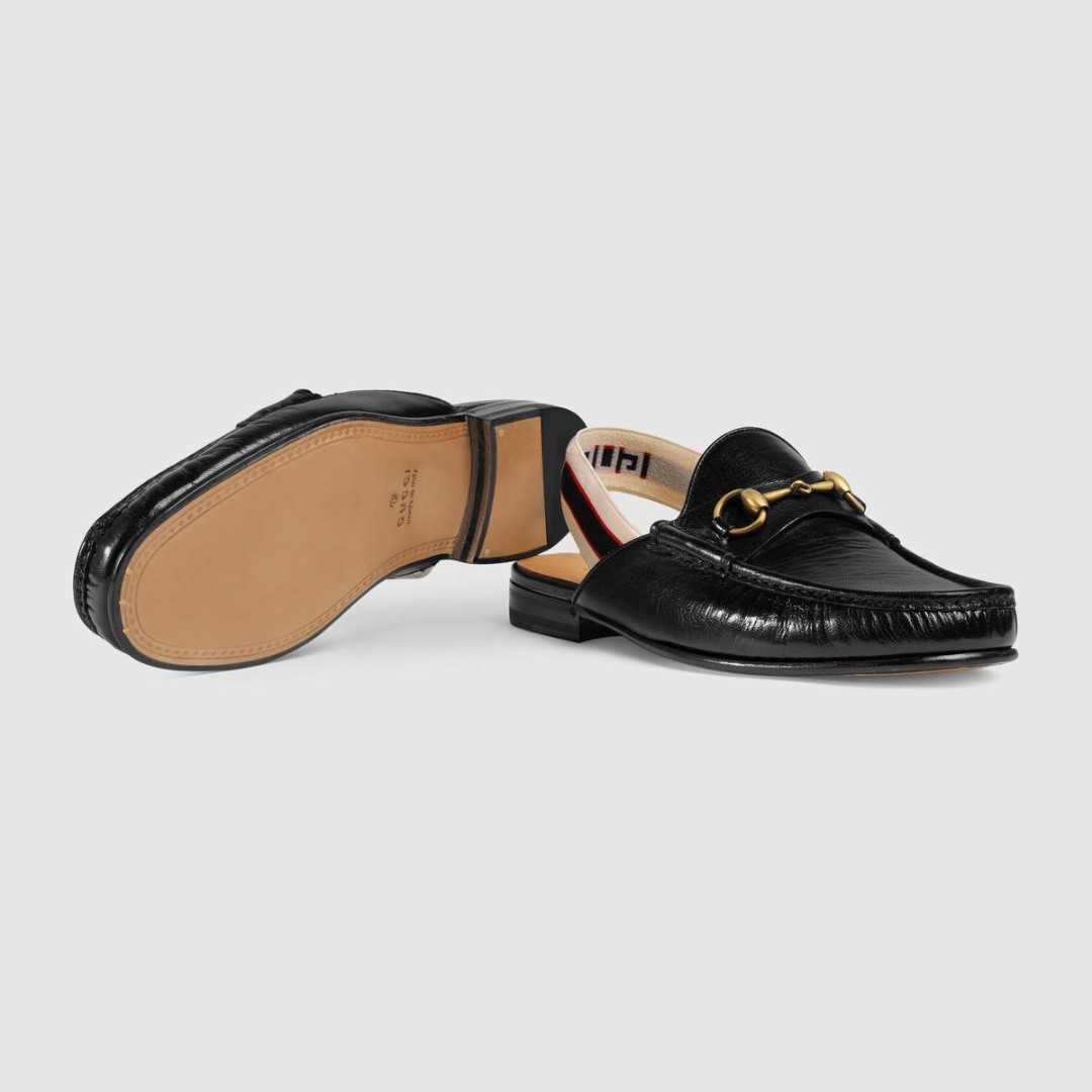 Horsebit Gucci stripe slingback slipper
