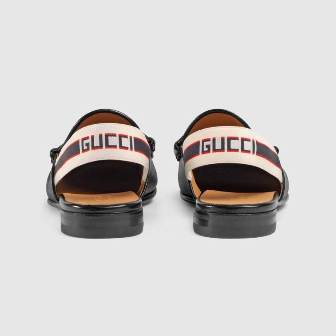 horsebit gucci stripe slingback slipper