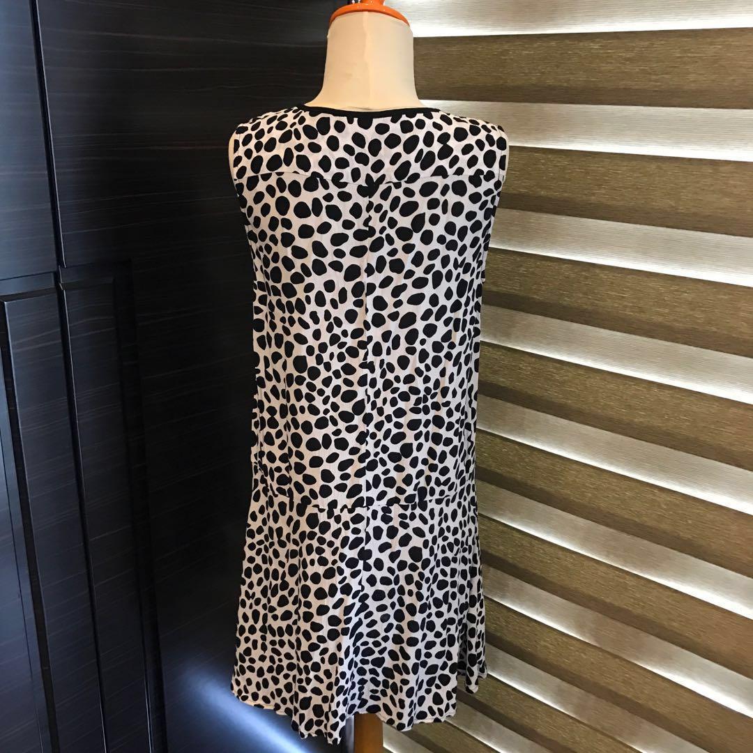 Mango Black White Leopard Motif Loose Dress Fashion Women