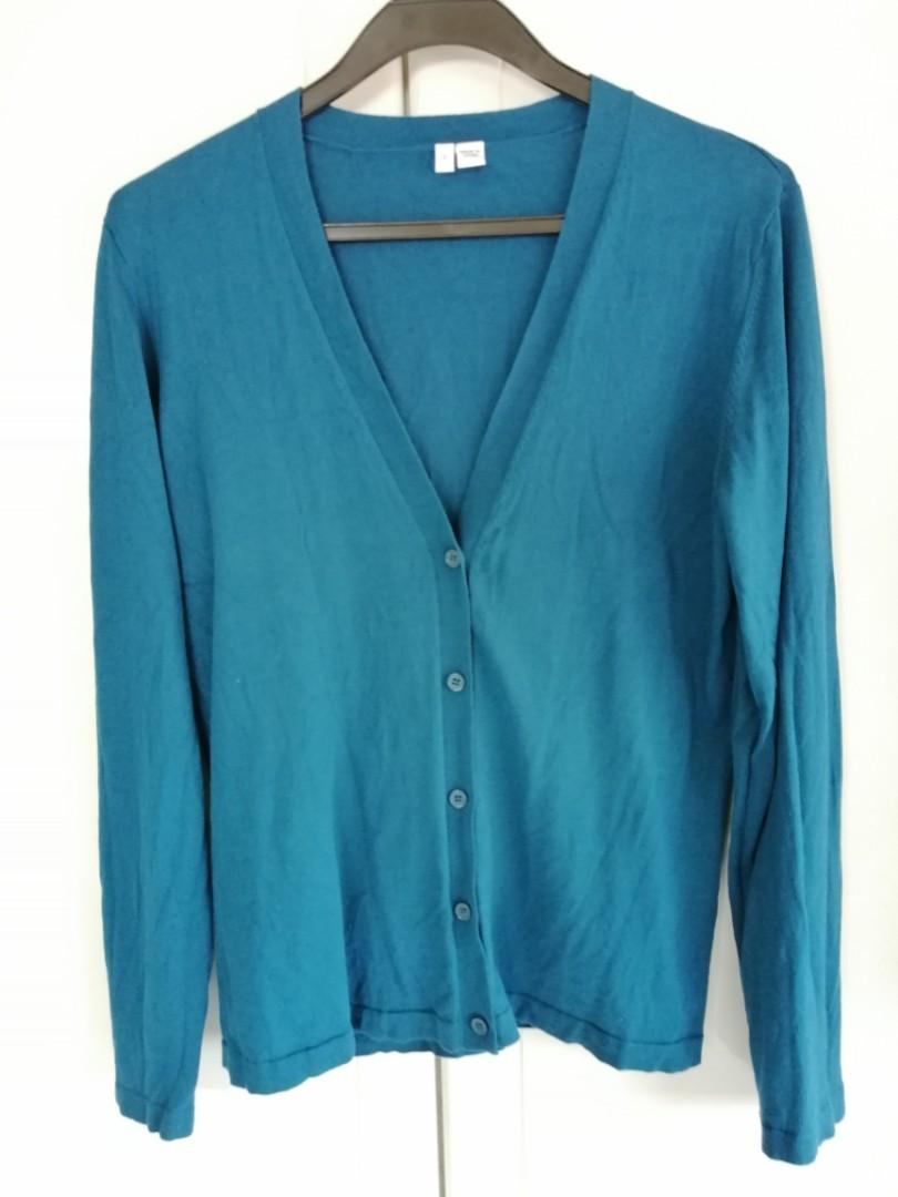 teal cardigan