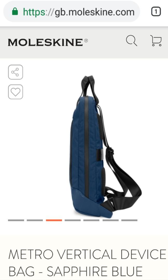 Moleskine Metro Vertical Device Bag (Sapphire Blue), Men's Fashion