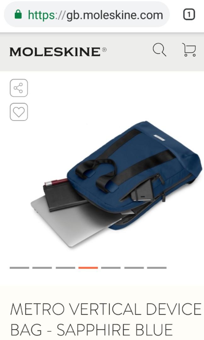 Moleskine Metro Vertical Device Bag (Sapphire Blue), Men's Fashion