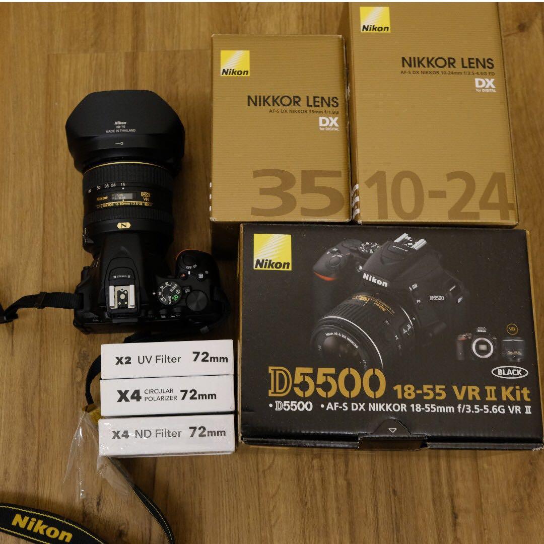 Nikon D5500 DSLR with 18-55MM Kit Lens (w/ options to add 35MM, 10