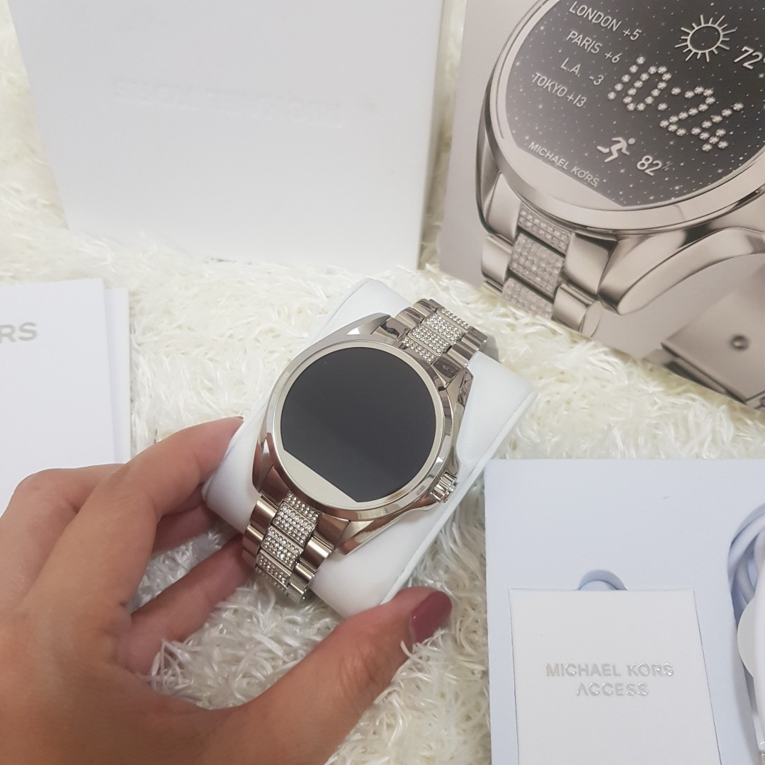 michael kors access unisex 45mm silvertone bradshaw touchscreen smart watch