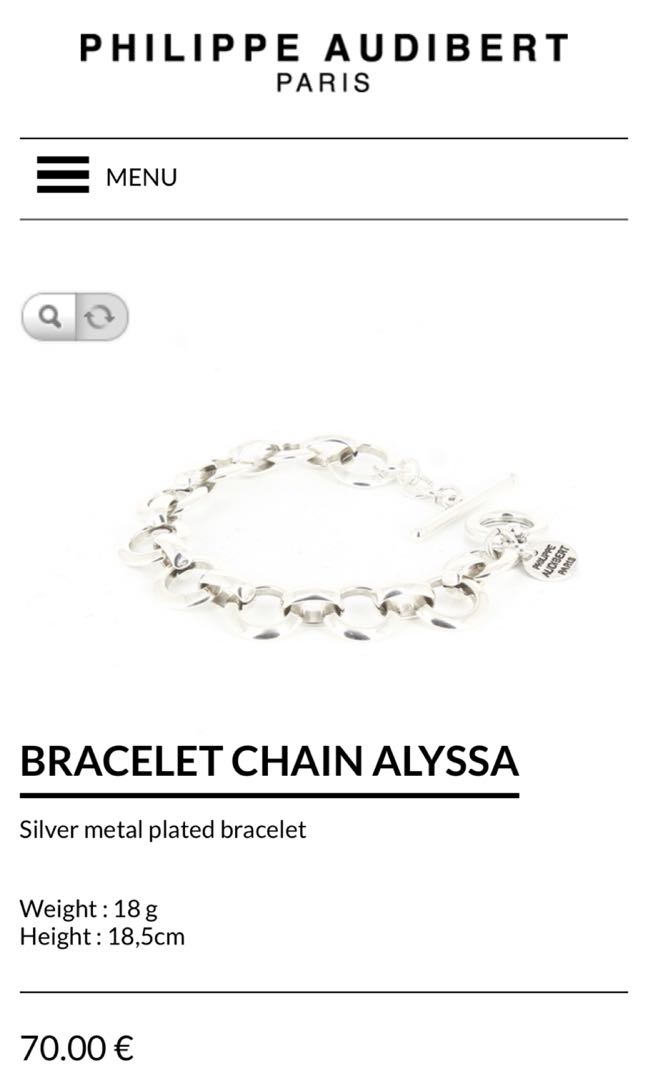 Philippe Audibert Paris Bracelet Chain Alyssa, Women's Fashion, Jewelry