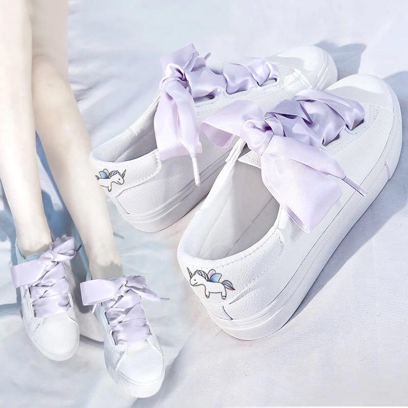 Ribbon Lace Unicorn White Sneakers 