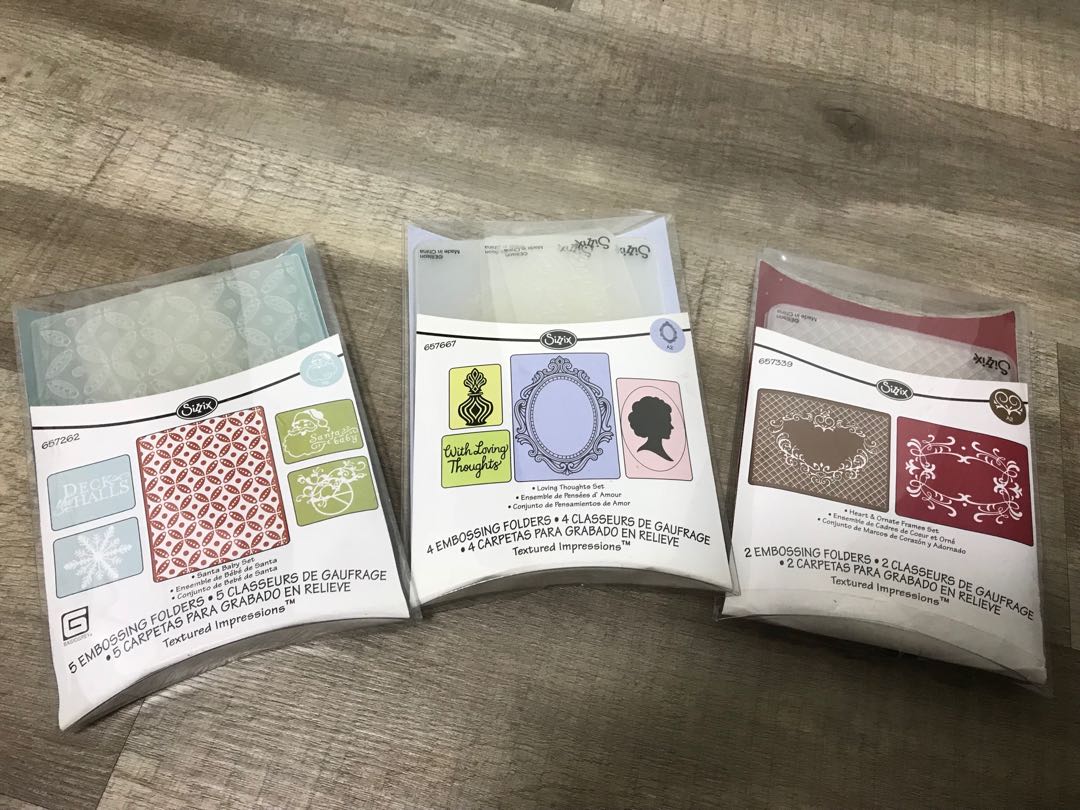 Sizzix Embossing Folders (3 Sets), Hobbies & Toys, Stationery & Craft