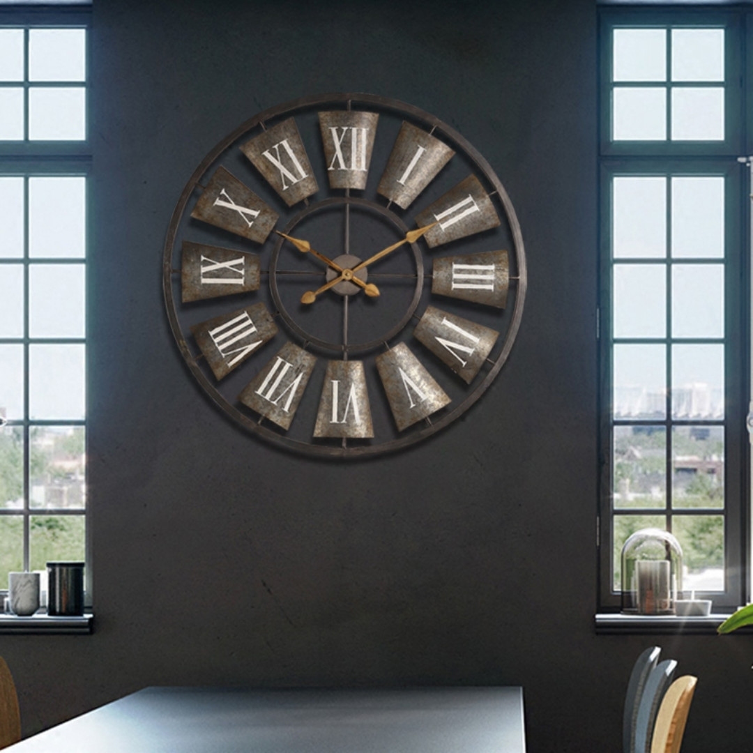 The Big NYC Loft Clock Very Large Wall Clock 90cm Metal, Furniture