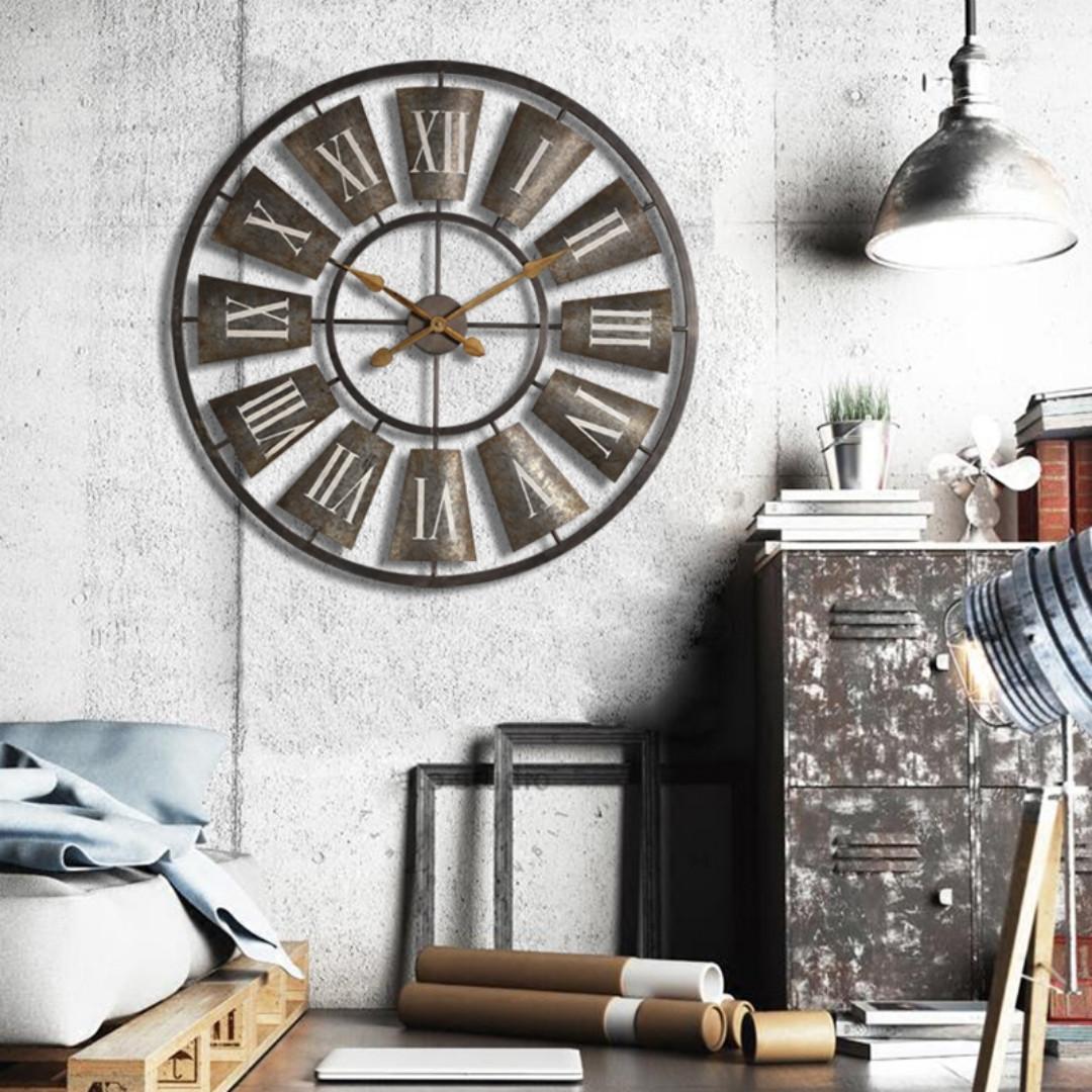 The Big NYC Loft Clock Very Large Wall Clock 90cm Metal, Furniture