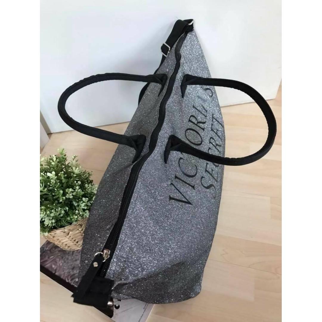 Victoria secret silver glitter bag deals