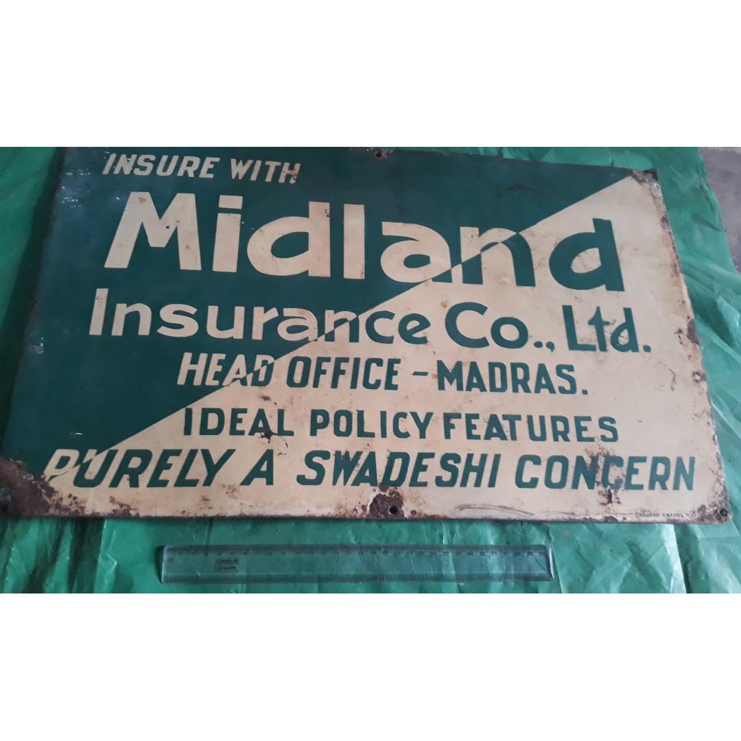 Vintage Rare Midland Insurance Swadeshi 1930 S Porcelain Enamel Signboard Big Size Vintage Collectibles Vintage Collectibles On Carousell