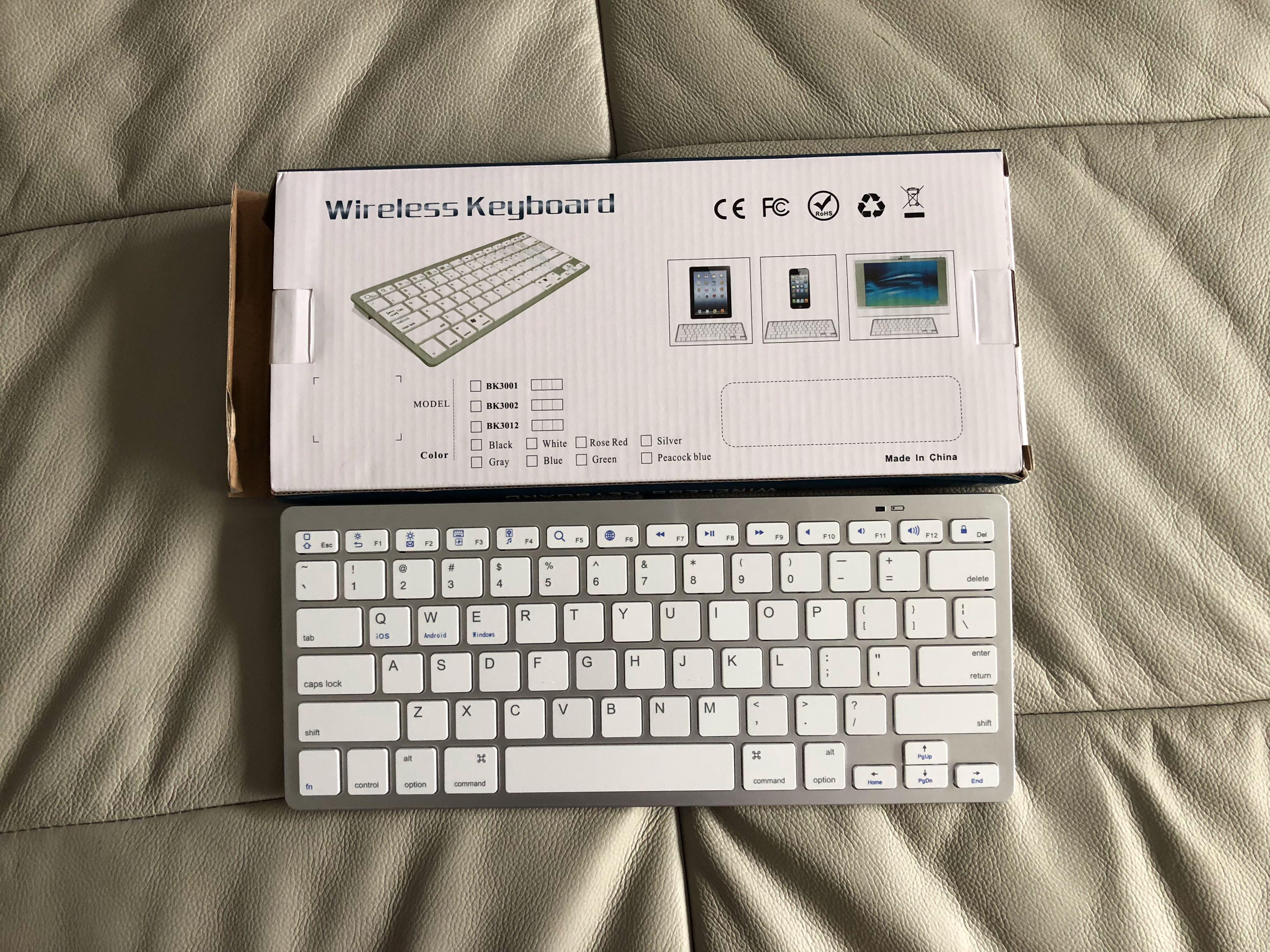 Wireless Keyboard (Category: Computer Keyboard) located in Singapore. Submitted by fun_collection (Listing ID 201756830, Image 1). Description: BK3001 Mini Wireless Bluetooth White Keyboard For Mac And IPad.