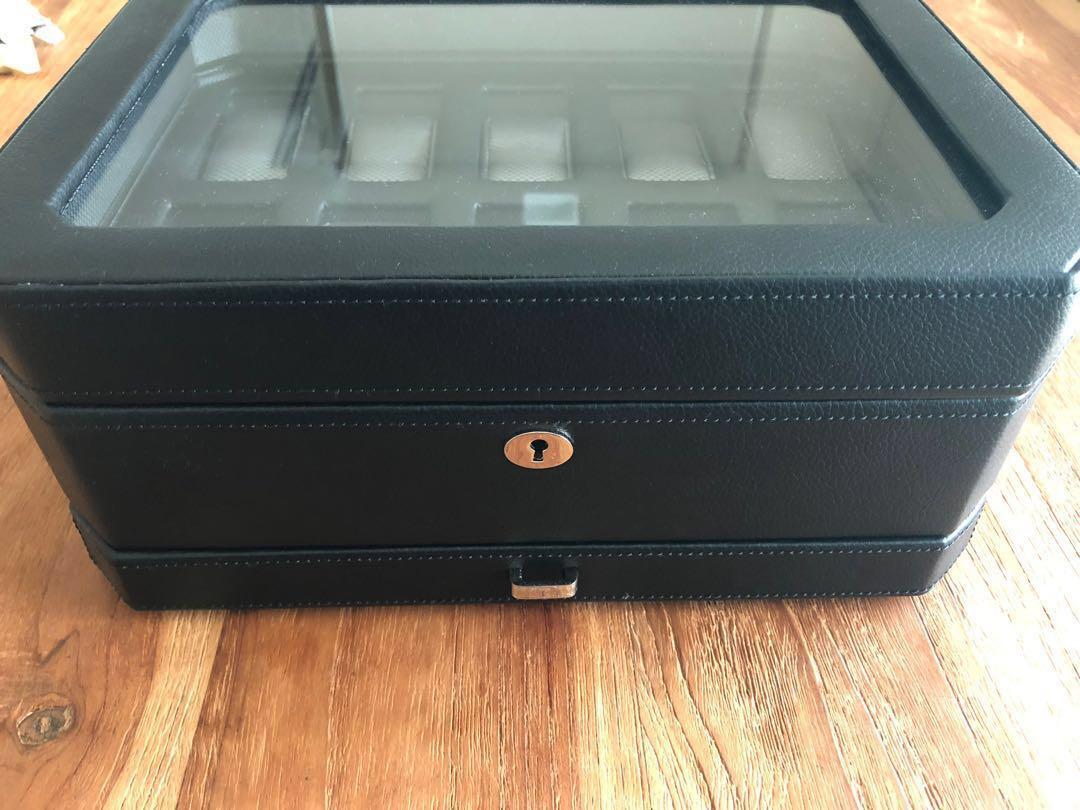 Wolf Windsor 10 Piece Watch Box with Drawer Luxury Watches on