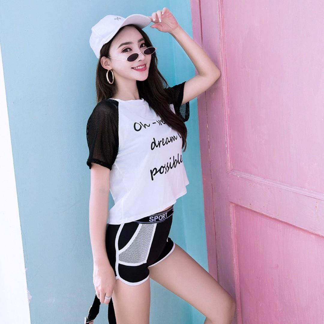 Women Korean Sporty Sexy Swimwear Bikini Cover Belly ThreePiece Set