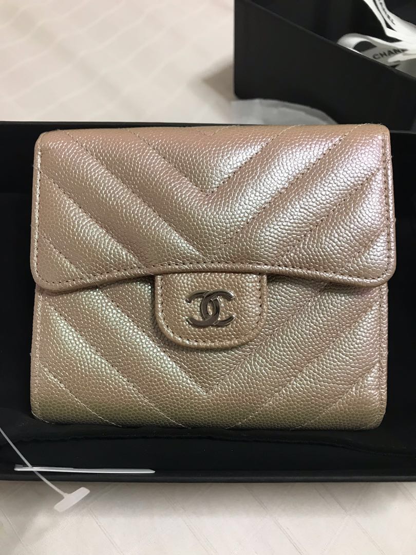 chanel rose gold card holder