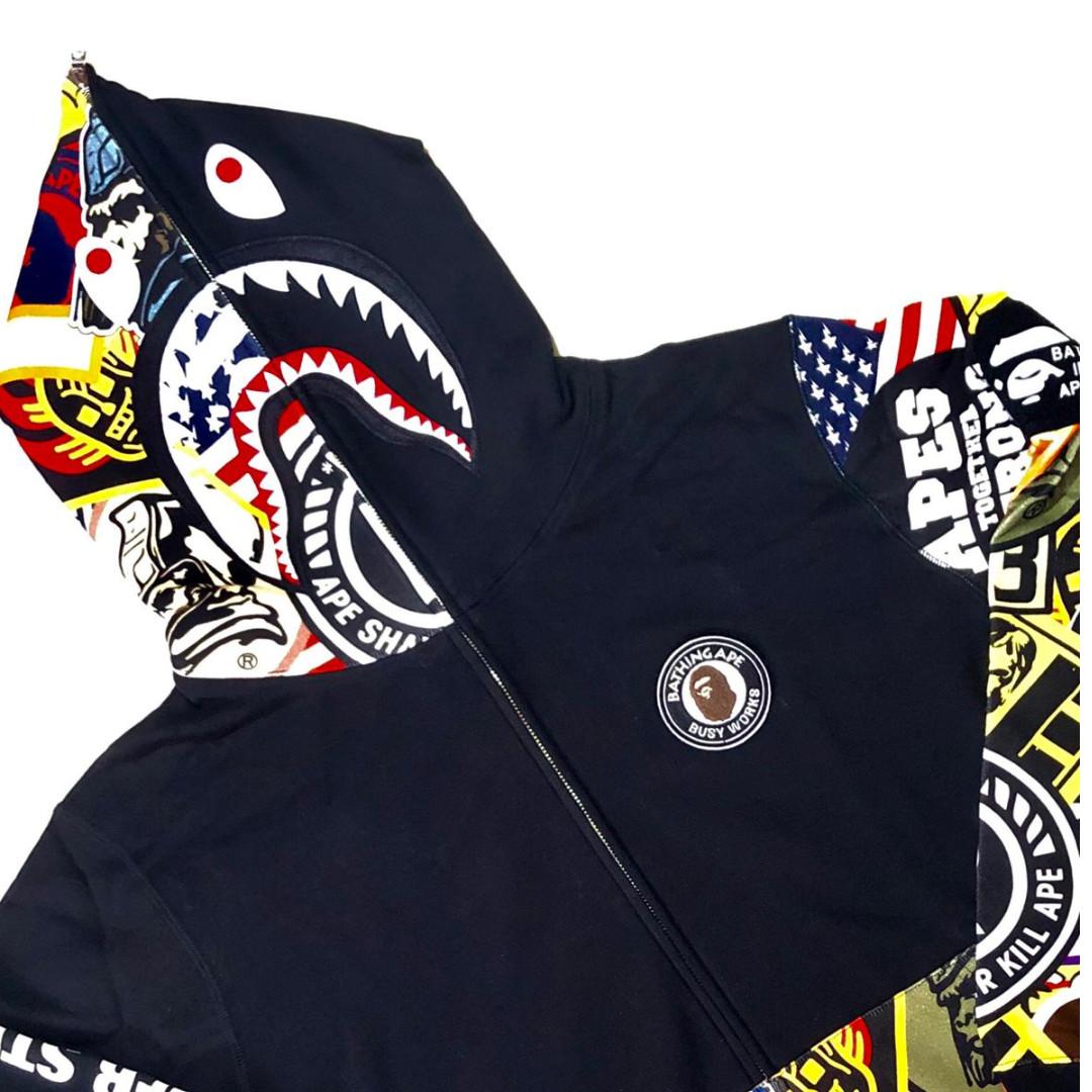 Patched shark deals full zip hoodie