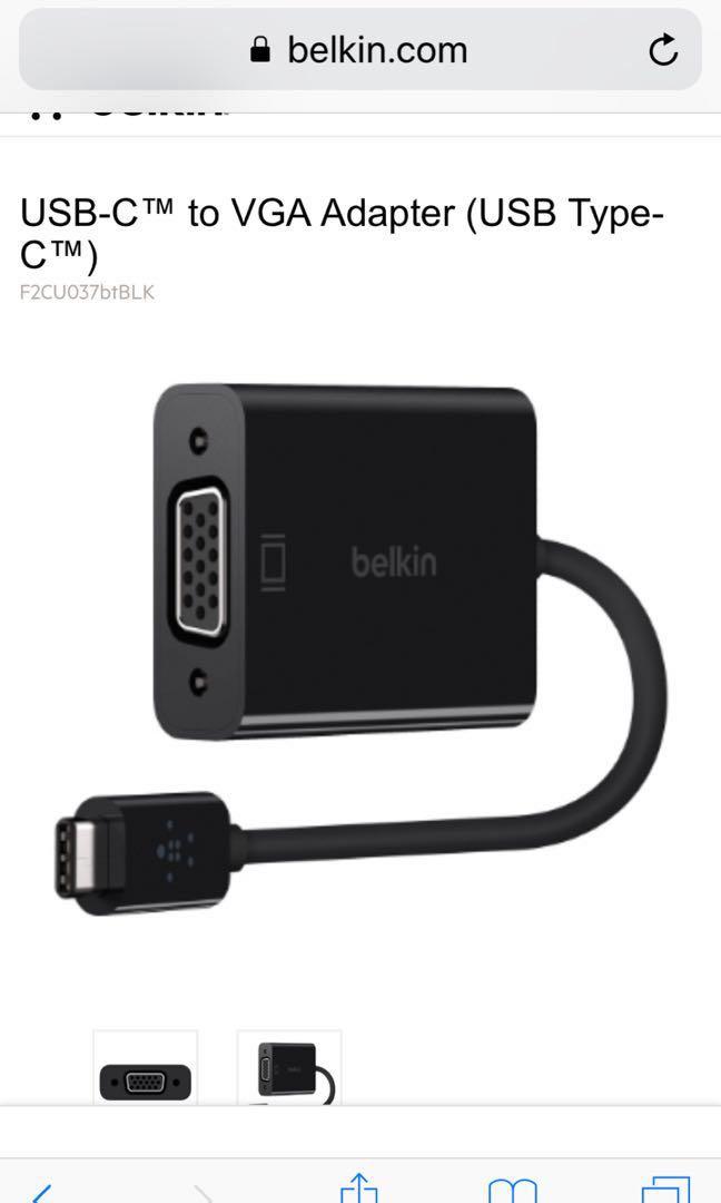 Belkin USBC to VGA Adapter, Computers & Tech, Parts & Accessories