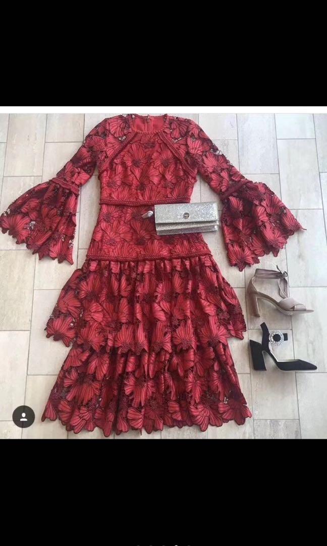 BNWT Authentic Alexis Red Lace Dress Women s Fashion Tops