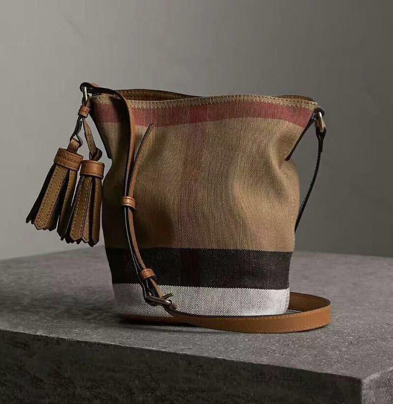 burberry large leather bucket bag