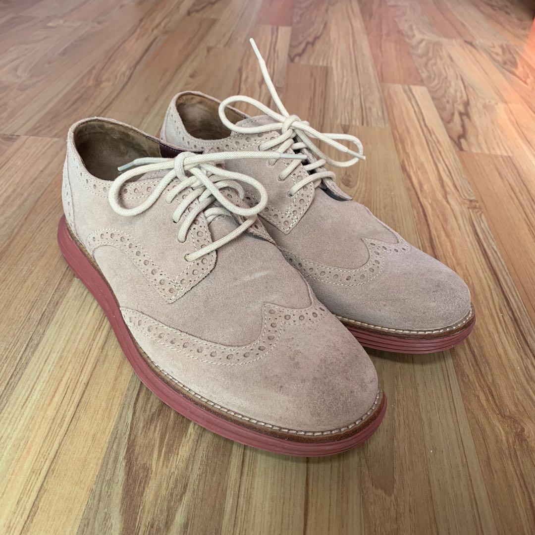 Cole Haan Lunargrand Wingtip Oxford Milkshake Suede Shoes US7