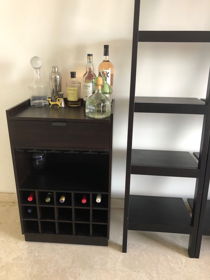 Crate Barrel Wine Bar Cabinet Furniture Shelves Drawers On Carousell