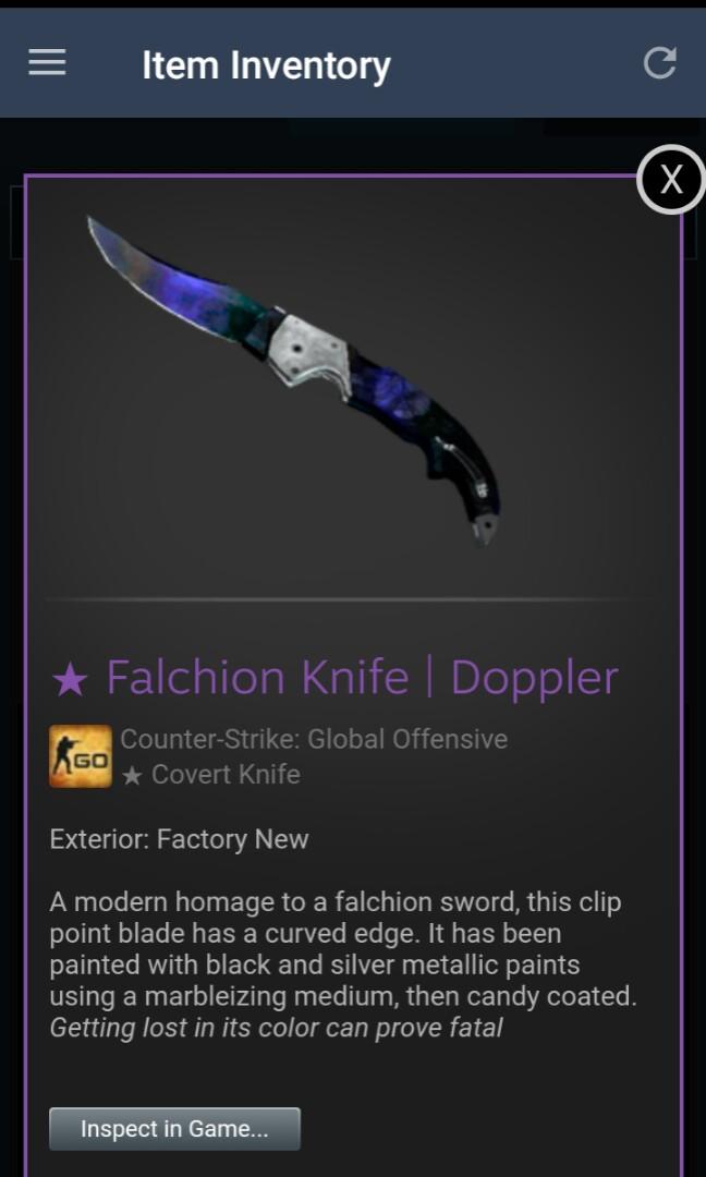 CSGO KNIFE Falchion Knife Doppler Phase 3/4 Low float!, Video Gaming