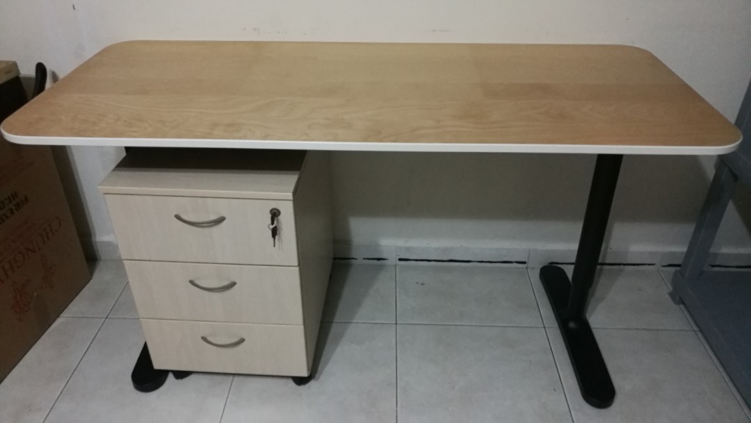 Ikea Bekant Standing Desk 140x60cm Pedestal Drawer Furniture