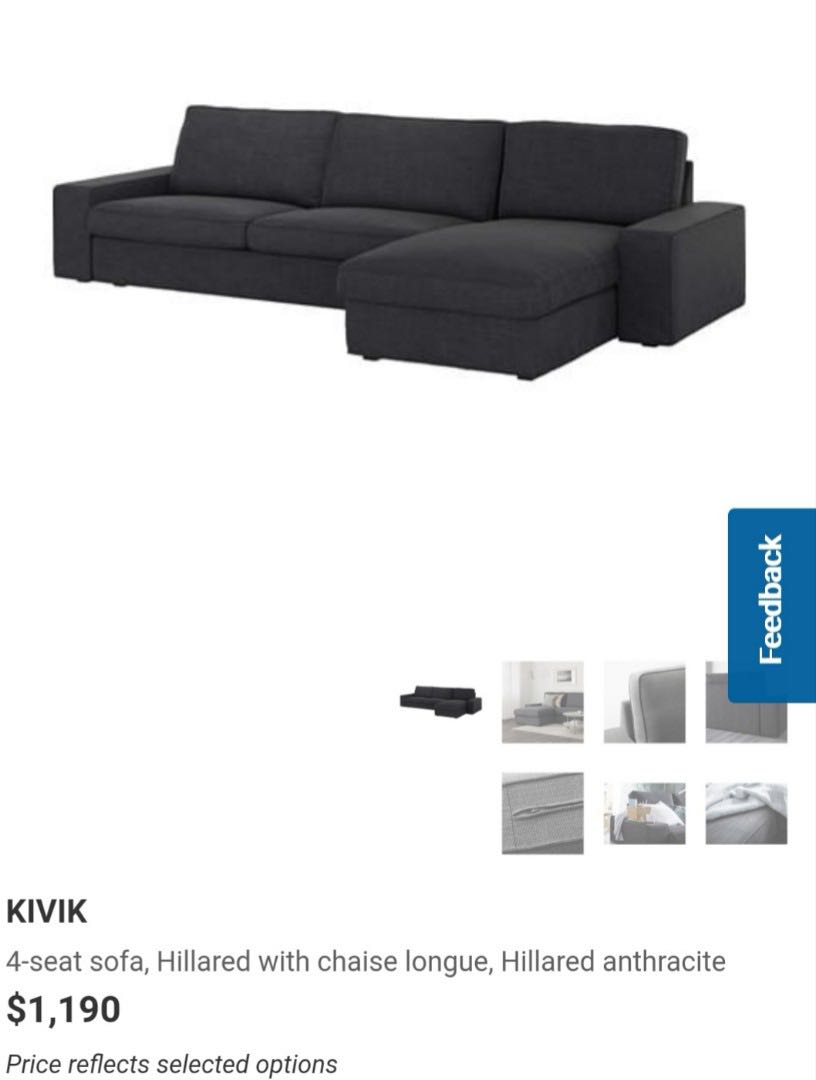 Ikea Kivik 4 Seater Chaise Sofa 1yr Used