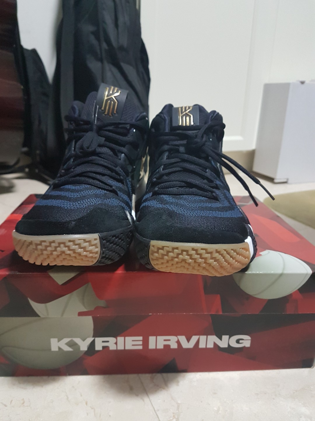 Kyrie 4 Pitch Blue Metallic Gold Men s Fashion Footwear