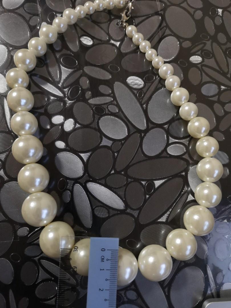 Large Big Giant Pearl 18mm Light Cream Pearl Necklace Bib Vintage Great Gatsby 