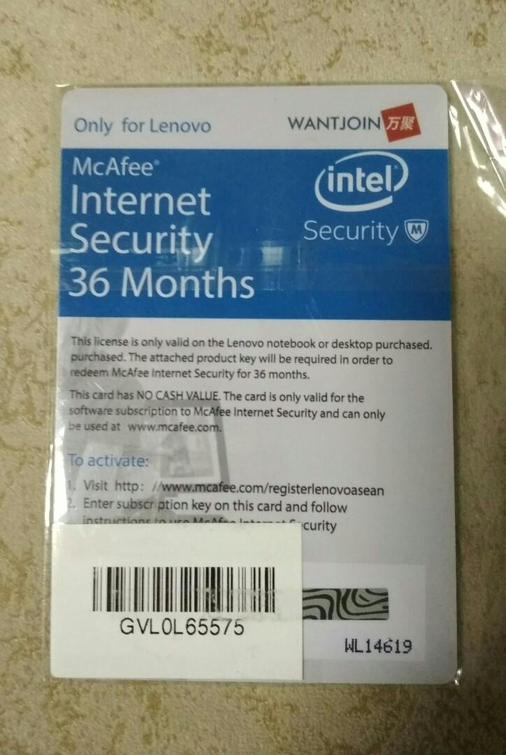 Mcafee Internet Security Lenovo 3 Yrs Electronics Others On Carousell