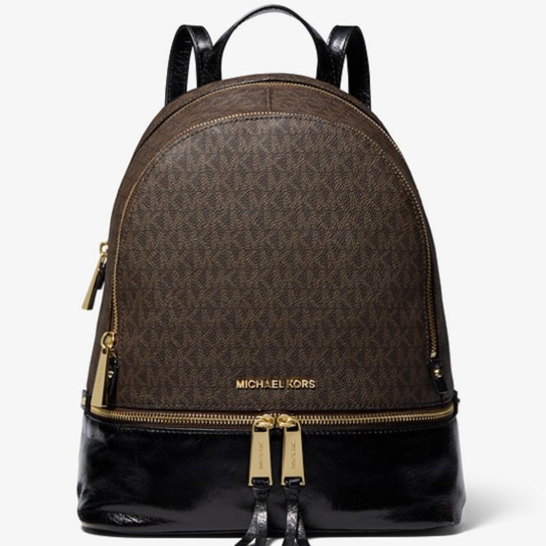 Rhea medium logo and leather backpack clearance