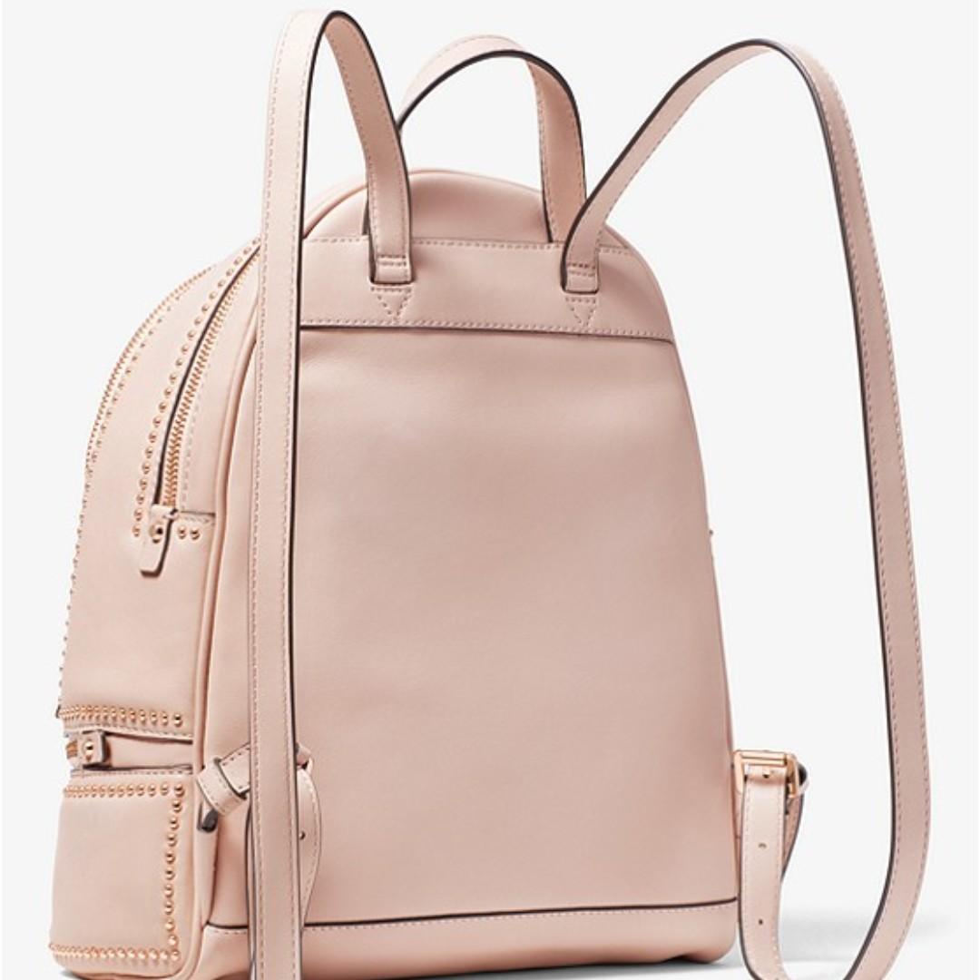 rhea medium rose studded leather backpack