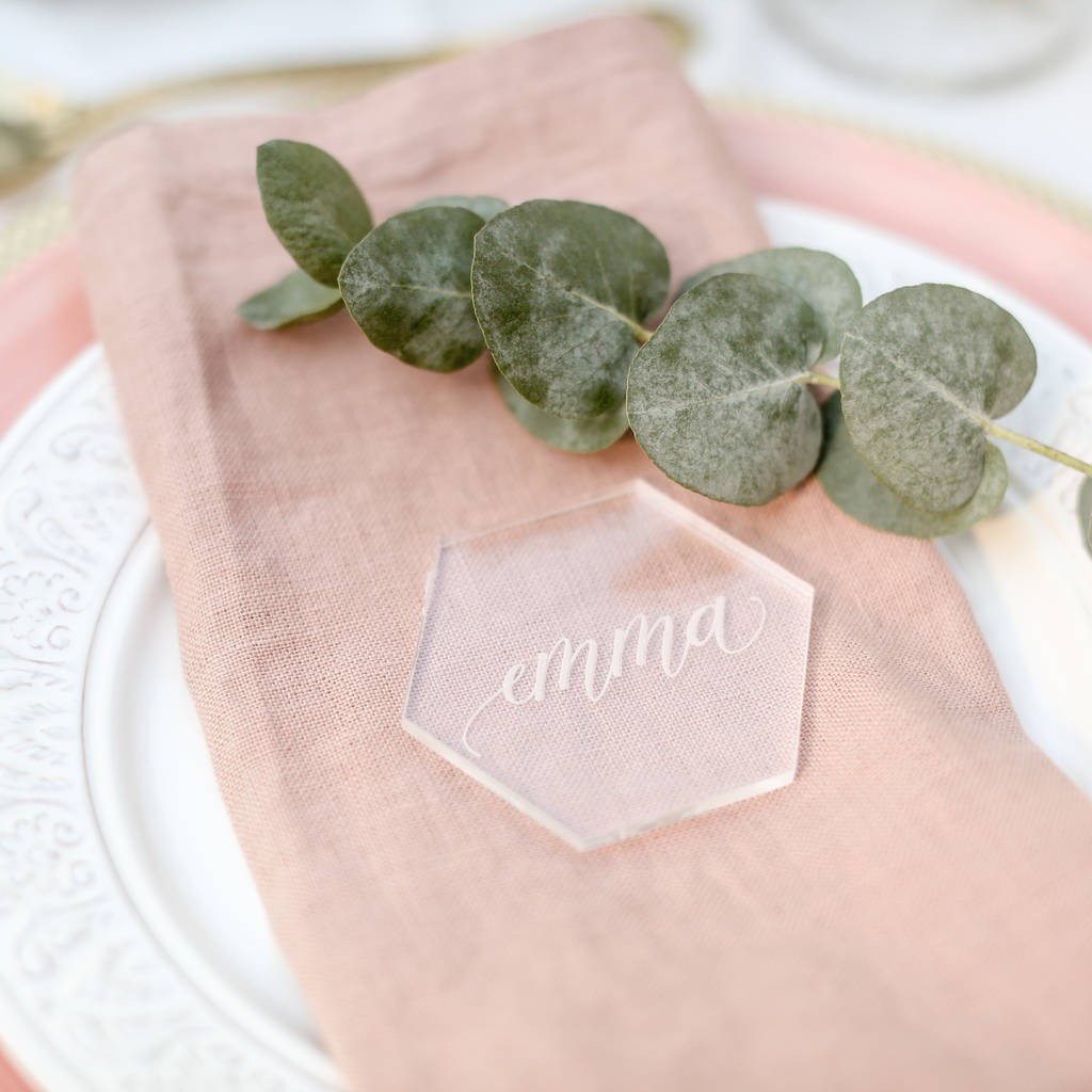 Instock Personalized Wedding Party Place Cards Coaster Hexagon Share This Listing
