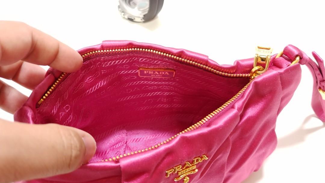 PRADA Pink Silk Satin Bow Wristlet Handbag