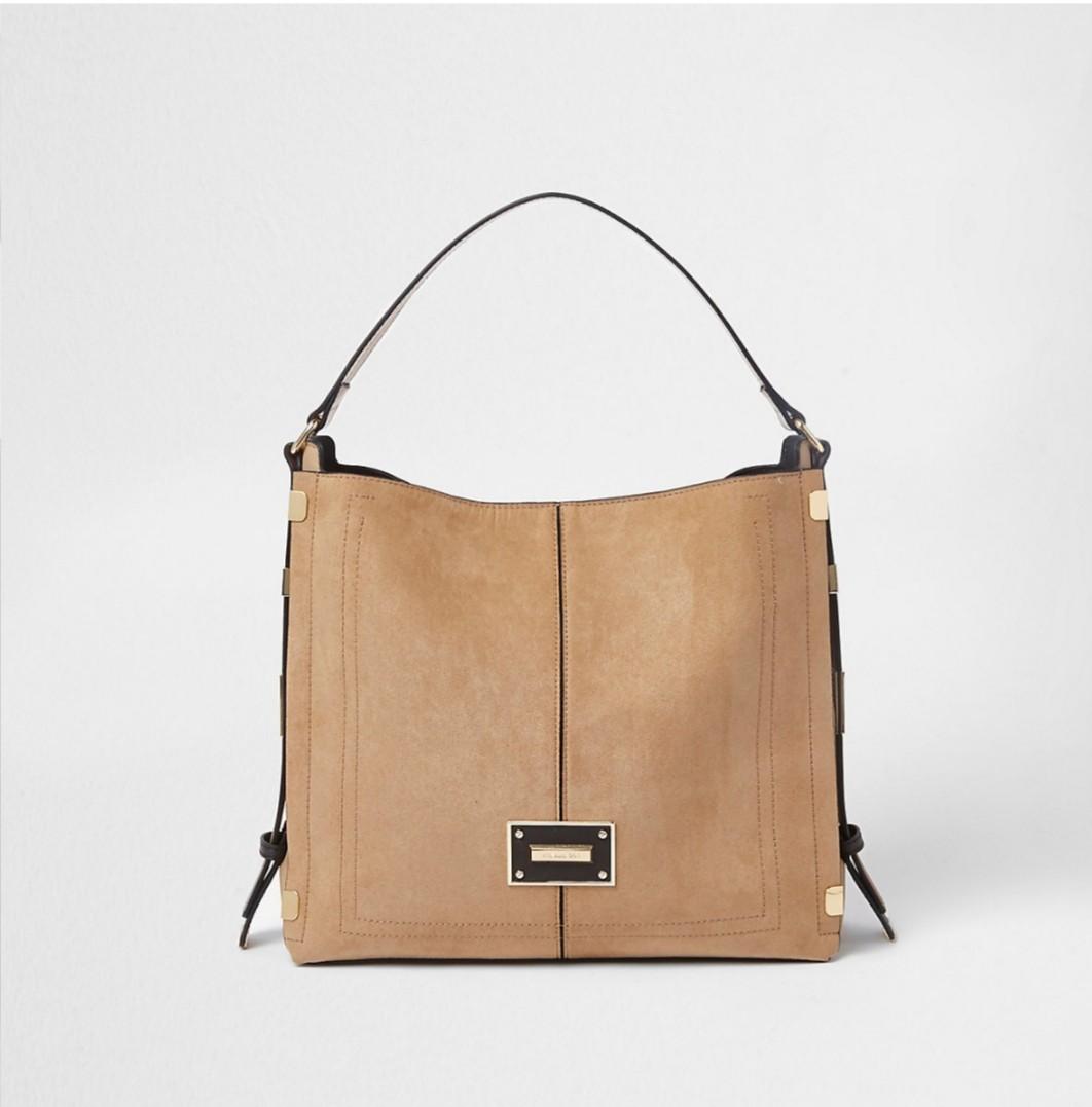 River island beige slouch sale bag