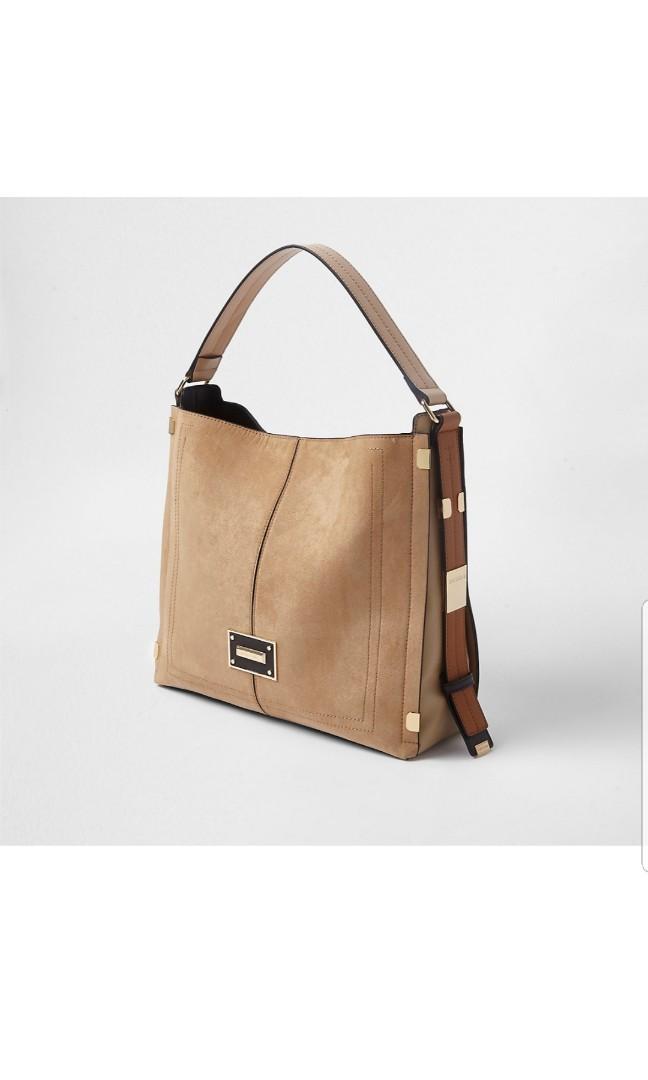River island beige slouch bag deals
