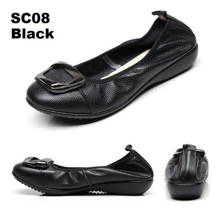 Soft Leather Comfortable Pumps Office Shoes Ladies Black Silver
