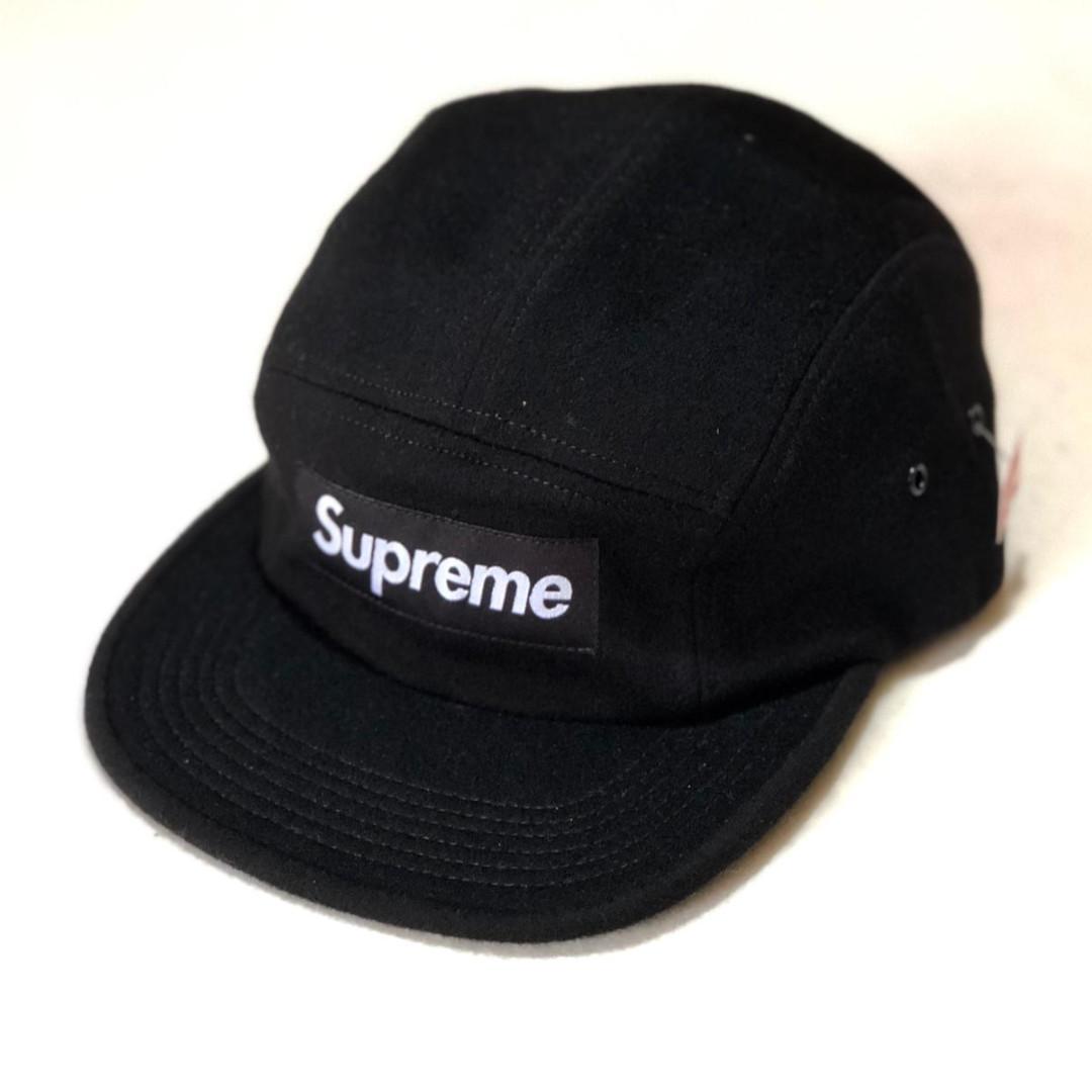 supreme wool camp cap black