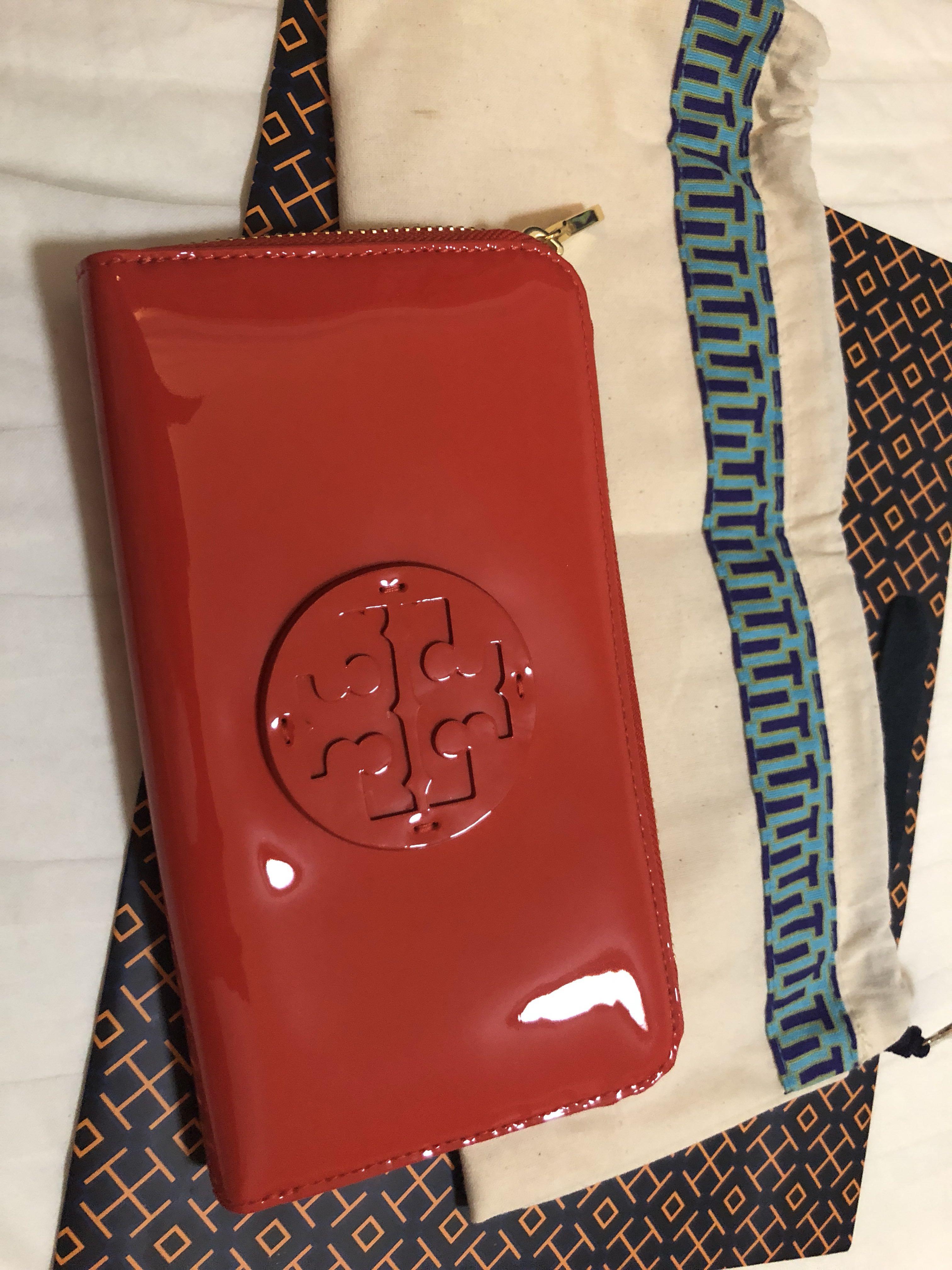Tory Burch continental wallet - red, Luxury, Bags & Wallets on Carousell