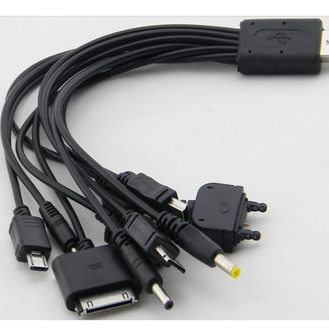 USB Universal charging cable with multiple connectors for different