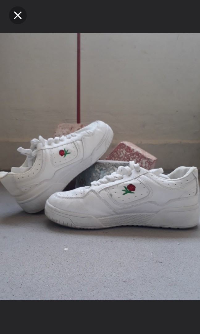 rose embroidered sneakers