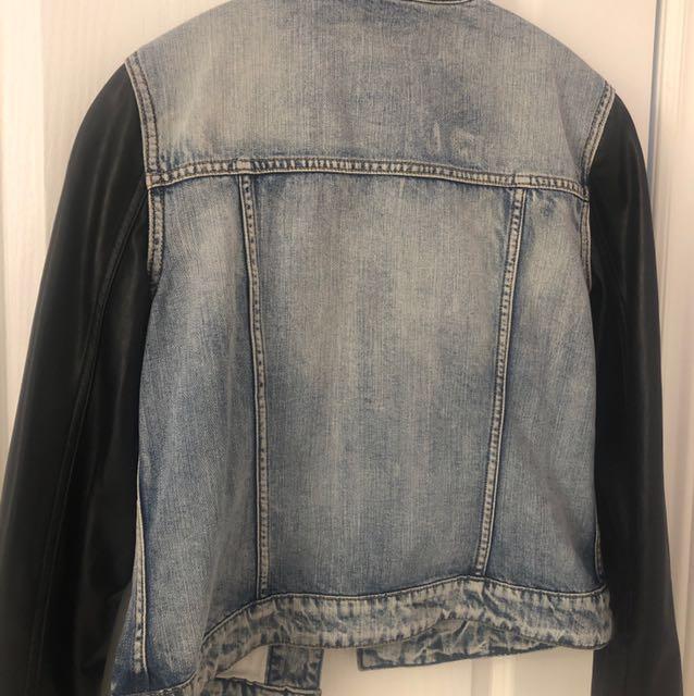 Aritzia Talula Jean Jacket Leather Sleeves Women s Fashion Clothes on Carousell